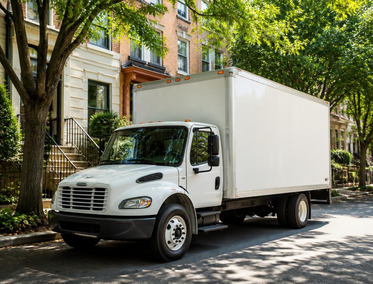 Delivery truck parked on a Washington DC residential street